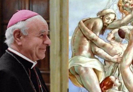 Súčasný taliansky prelát RKC sa nechal namaľovať na stenu v katedrále v homoerotickom obraze
