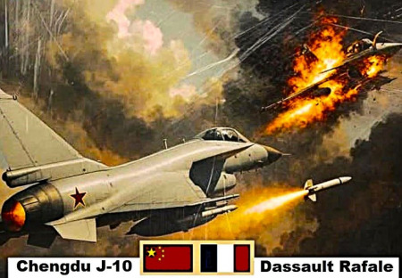 Čínská stíhačka J-10 sestřelila francouzský Rafale ve vzdušném souboji nad Kašmírem.